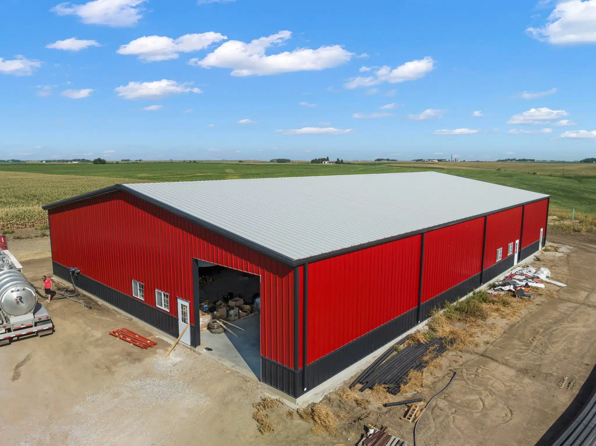 Real Taylor Buildings steel shop on a farm site